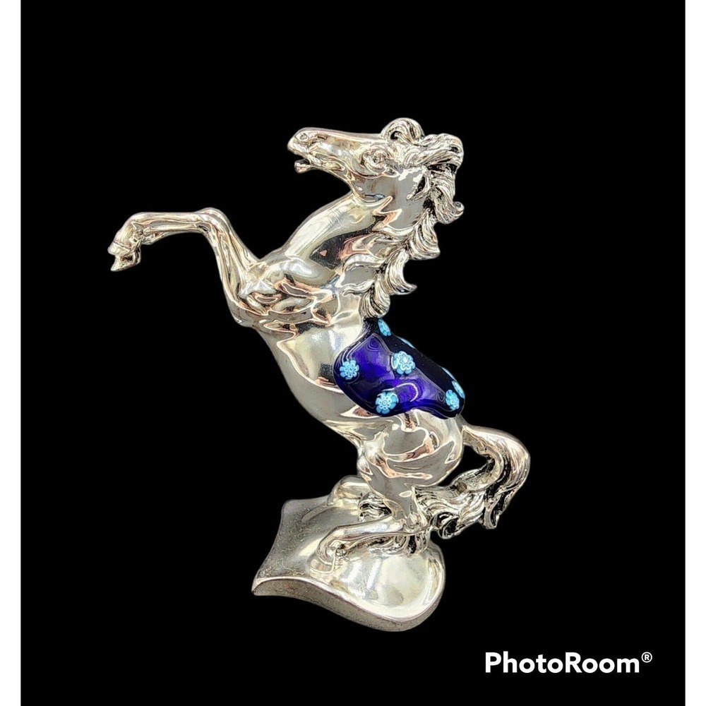 Ponte Vecchio Firenze Electro-Formed Silver Horse Glass Saddle Made in Italy